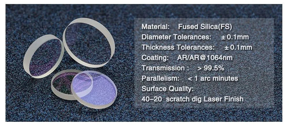 Cloudray 10Pcs Hot Sale Size Optical Laser Protective WIndows 18*2 27.9*4.1 30*5 37*7 1064nm Quartz Fused Silica for Laser Head