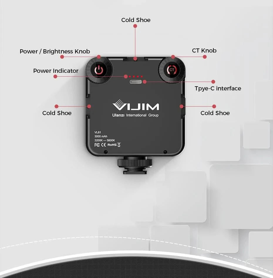 Ulanzi VIJIM VL81 VL200 3200k-5600K Dimmable Mini LED Video Light for Smartphone SLR Camera Rechargable Vlog 3000mAh Fill Light