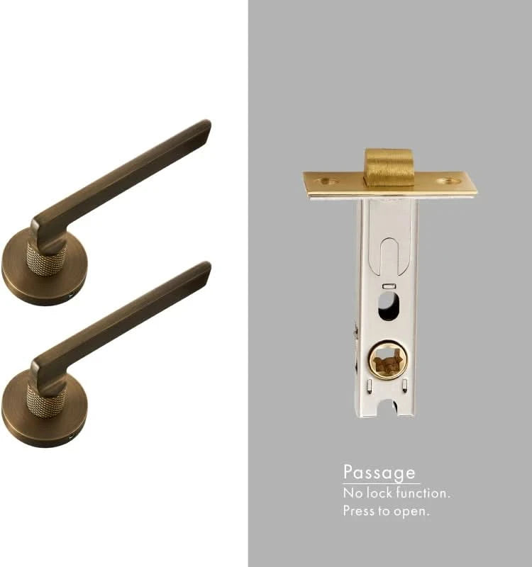 Dooroom Brass Door Lever Mute Black Gold Interior Bedroom Bathroom Wood Door Lock Set Dummy Handle Knob