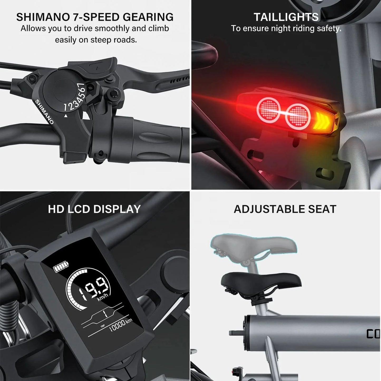 EU Stock COSWHEEL T20 Pro Multifunctional E Bike 1000W 1500W Mountain Road City Hybrid Bike 20*4 Inch Fat Tire Electric Bicycle