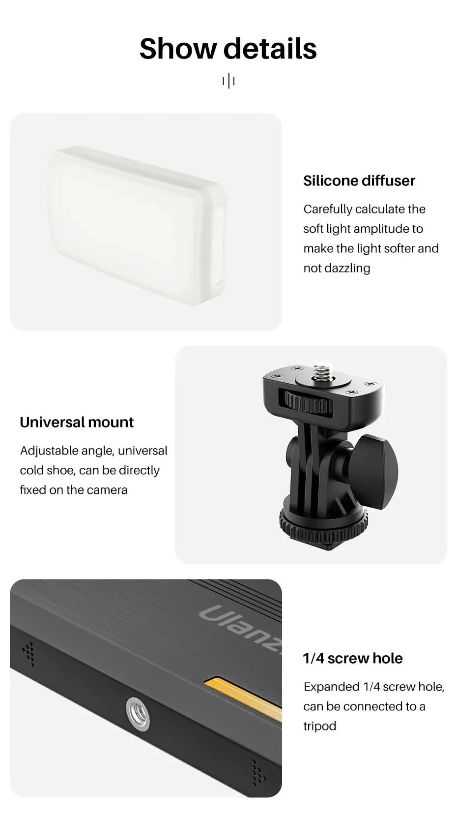 Ulanzi VIJIM VL81 VL200 3200k-5600K Dimmable Mini LED Video Light for Smartphone SLR Camera Rechargable Vlog 3000mAh Fill Light