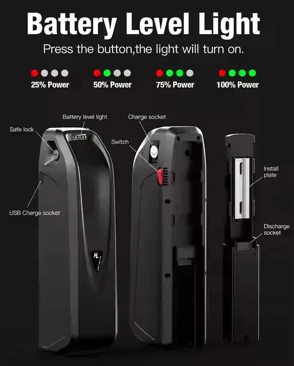 Hailong High Performance 48V 20Ah Downtube Bicycle Battery Pack E-Bikes 20Ah Range Mounting Bracket High Lithium Ion Pack