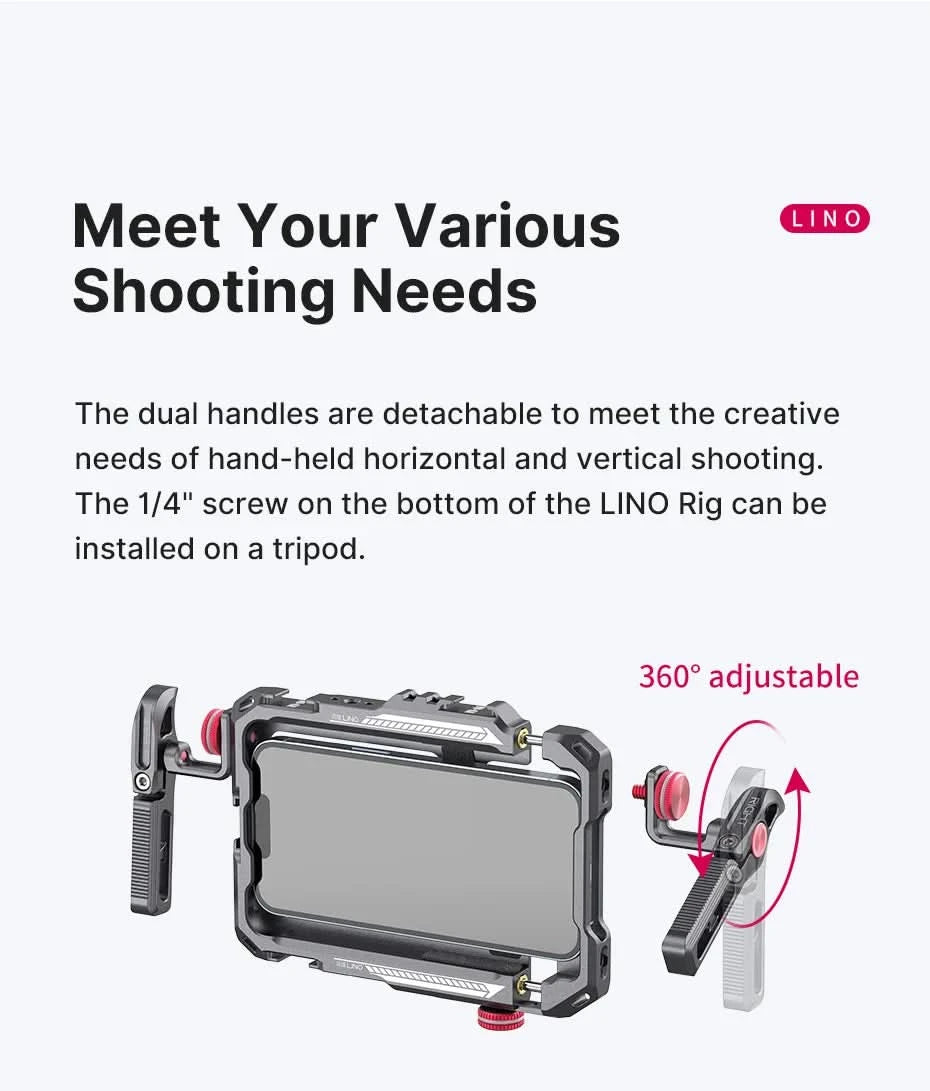 Ulanzi Lino Smartphone Cage for iPhone 16 15 14 13 X XR XS Max Mini/Pro/Pro Max Smartphone Handle Grip Phone Vlog Video