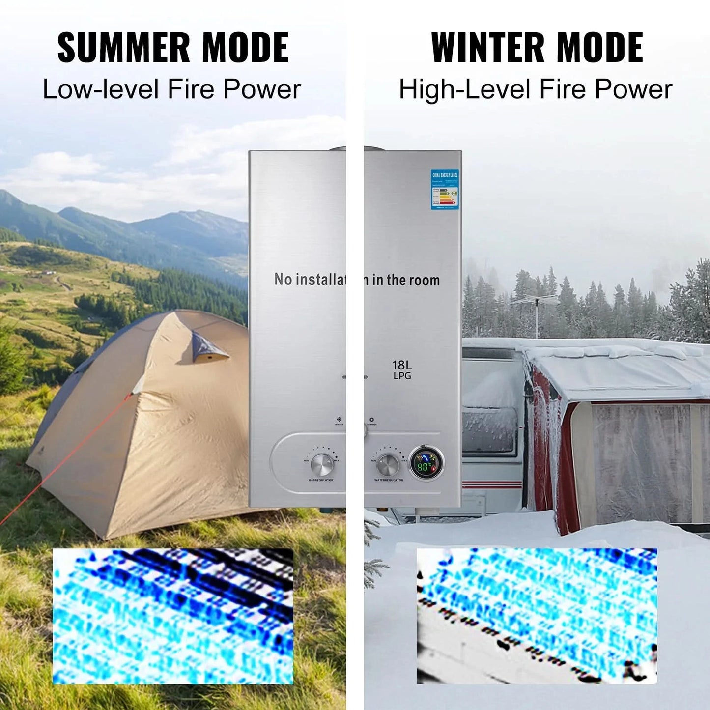 Sihao 6L 8L10L 12L 16L18L LPG Hot Water Heater Instant Continuous Gas Boiler Butane Propane Gas Boiler Heater for Camping Outdoo