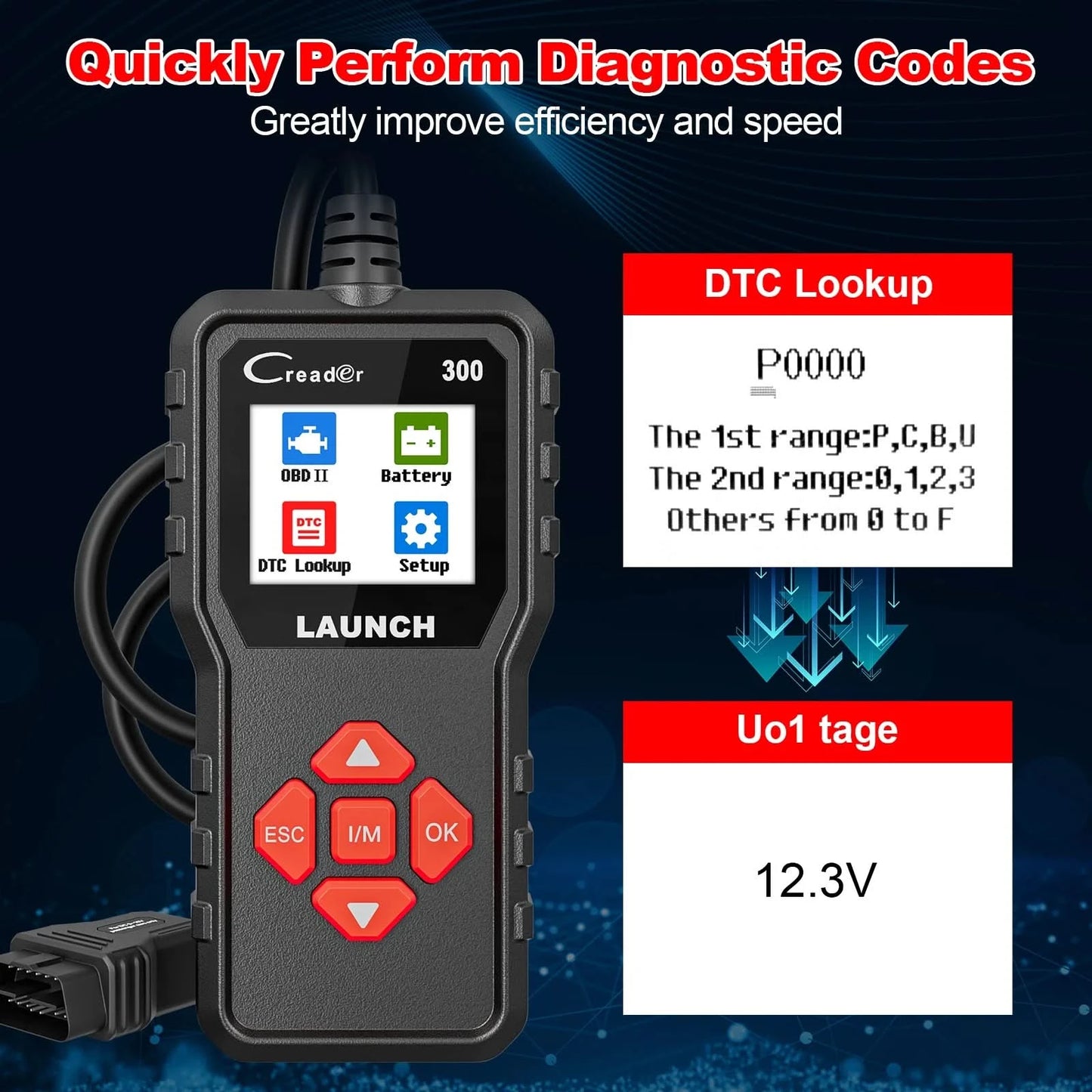 2026 EINFÜHRUNG Creader Elite CR300 Universal Auto Diagnose OBD2 Scanner Motor Fehlercode Leser