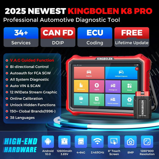 USA EU Warehouse Kingbolen K8 PRO Full System Bidirectional Car Diagnostic Tool Lifetime Free Update