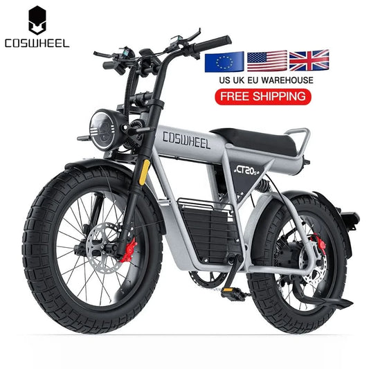 COSWHEEL CT20S 65km/h E-Bike für Erwachsene 2000W Motor 60V 27.5AH Akku 160km Reichweite E-Bike 20x5" Fat Tire E-Bike