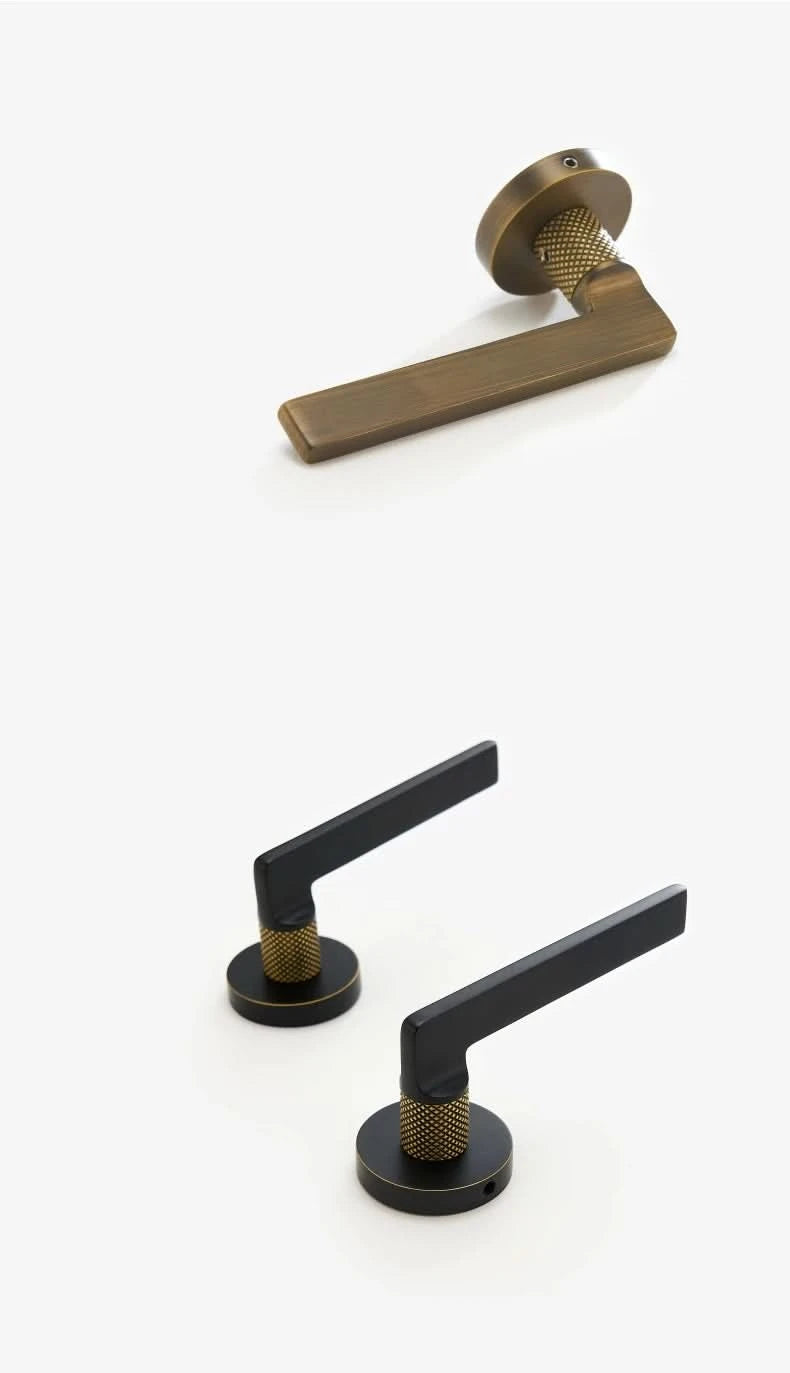 Dooroom Brass Door Lever Mute Black Gold Interior Bedroom Bathroom Wood Door Lock Set Dummy Handle Knob