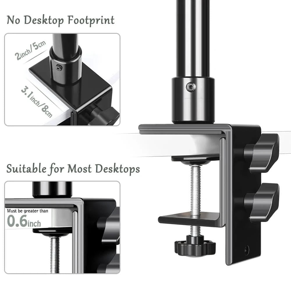 SH C-clamp Light Tripod Desktop Light Stand With 1/4" Ball Head Adjustable Tabletop Bracket Stand For Camera, Ring Light