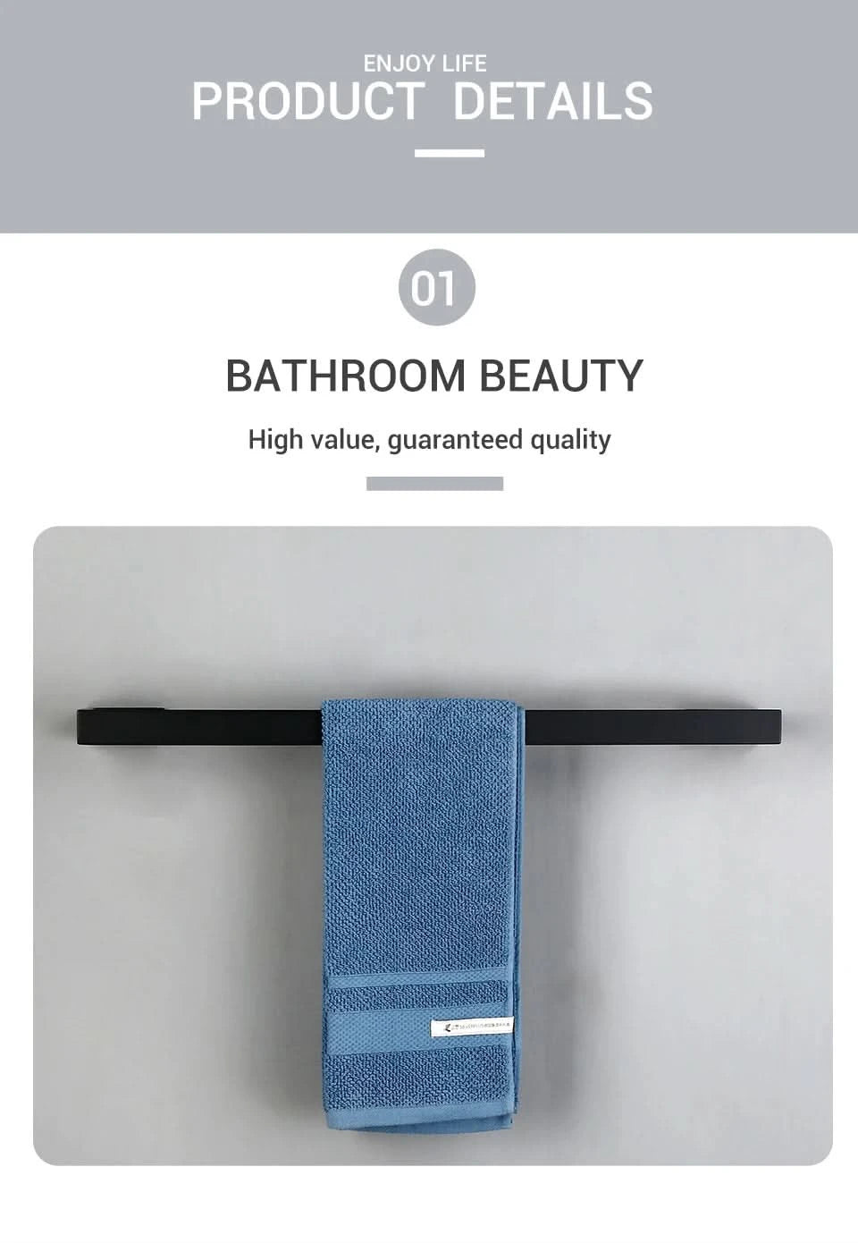 Stainless Steel Black Wall Mounted Screw Hook Paper Holder Towel/ Tissue Holder Towel Bar Bathroom Accessories