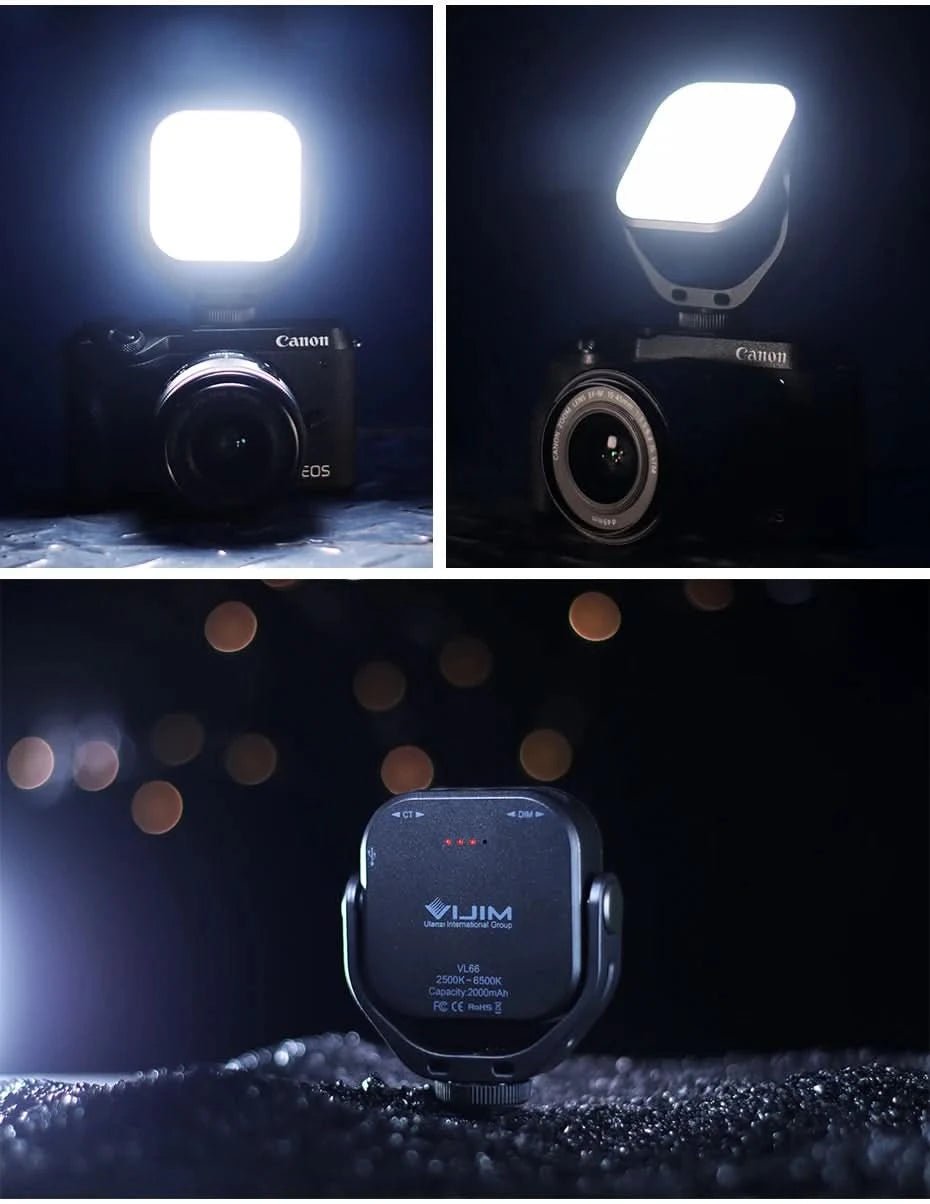 Ulanzi VIJIM VL66 3200k-6500k Vlog Fill Light 360° Rotatable LED Video Light Extend Cold Shoe 2000mAh Battery with Light Stand