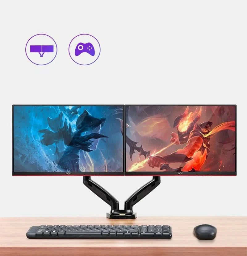White Color Dual Arm Monitor Support 17-30 Inch  Mount Bracket Holder Load 2-9 Kgs Each NB F160