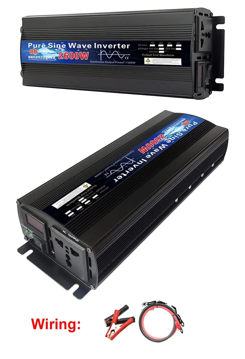 Pure Sine Wave Inverter 12V 24V 110V 220V 1000w 2000w 2600w Inversor 12V 48V to 220V Power Solar Inverter Converter LED Display
