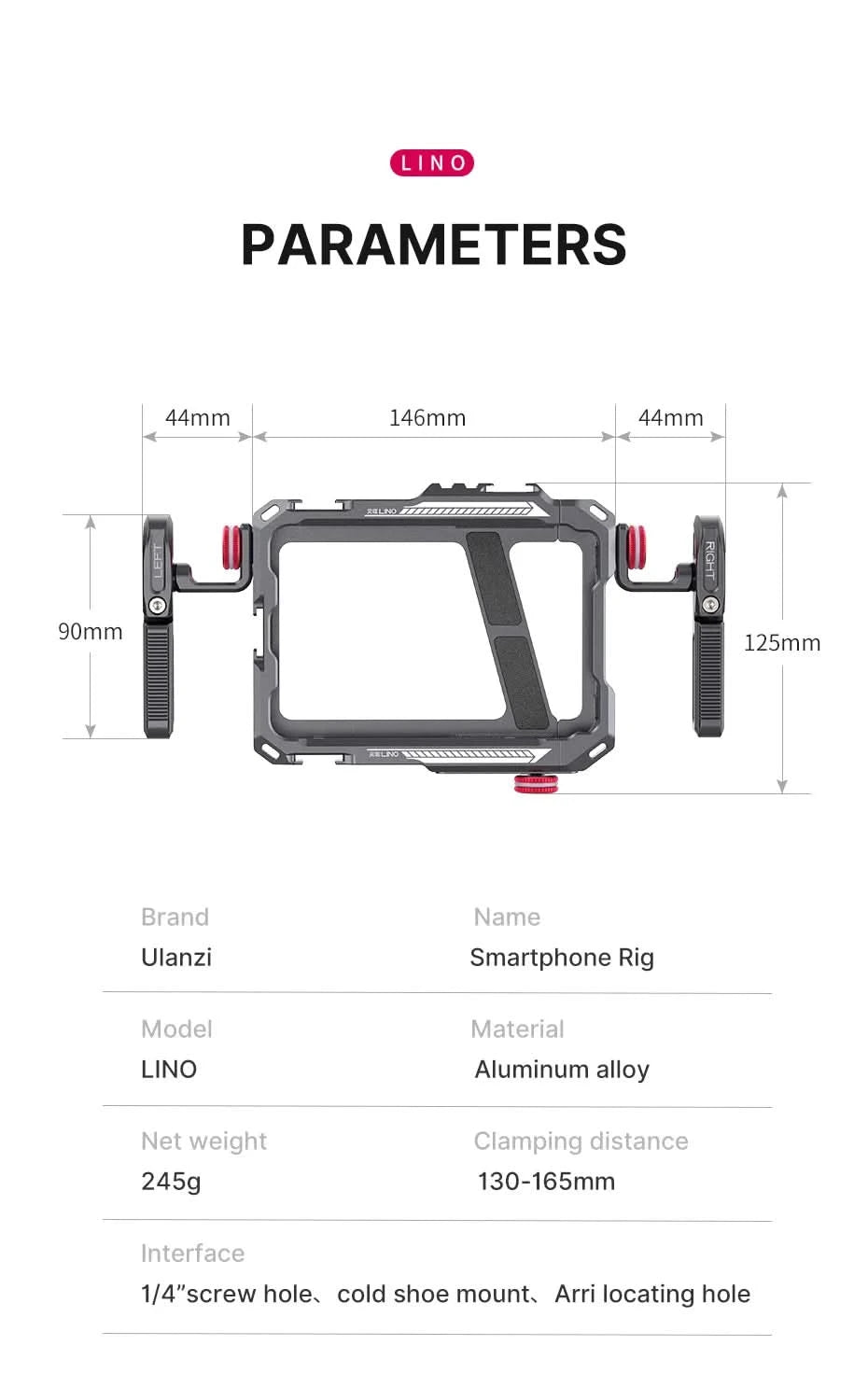 Ulanzi Lino Smartphone Cage for iPhone 16 15 14 13 12 X XR XS Max Mini/Pro/Pro Max Smartphone Handle Grip Phone Vlog Video