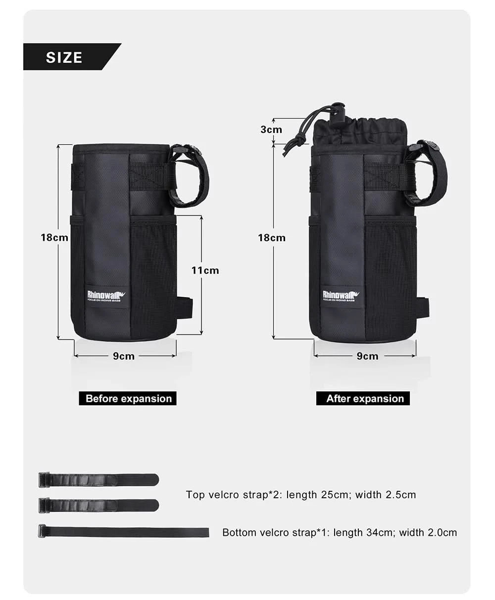 Rhinowalk Bicycle Bag Cycling Water Bottle Carrier Pouch MTB Bike Insulated Kettle Bag Riding Handlebar 1pc or 2pcs Accessories