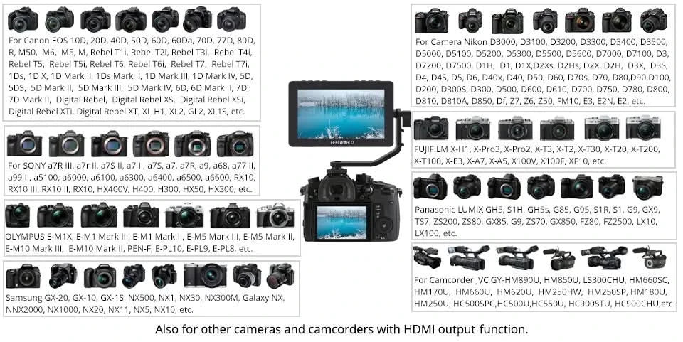 FEELWORLD F5 Pro V4 6 Inch on DSLR Camera Field Monitor Touch Screen 3D LUT FHD1920 1080 4K HDMI Video Focus Assist for Gimbal