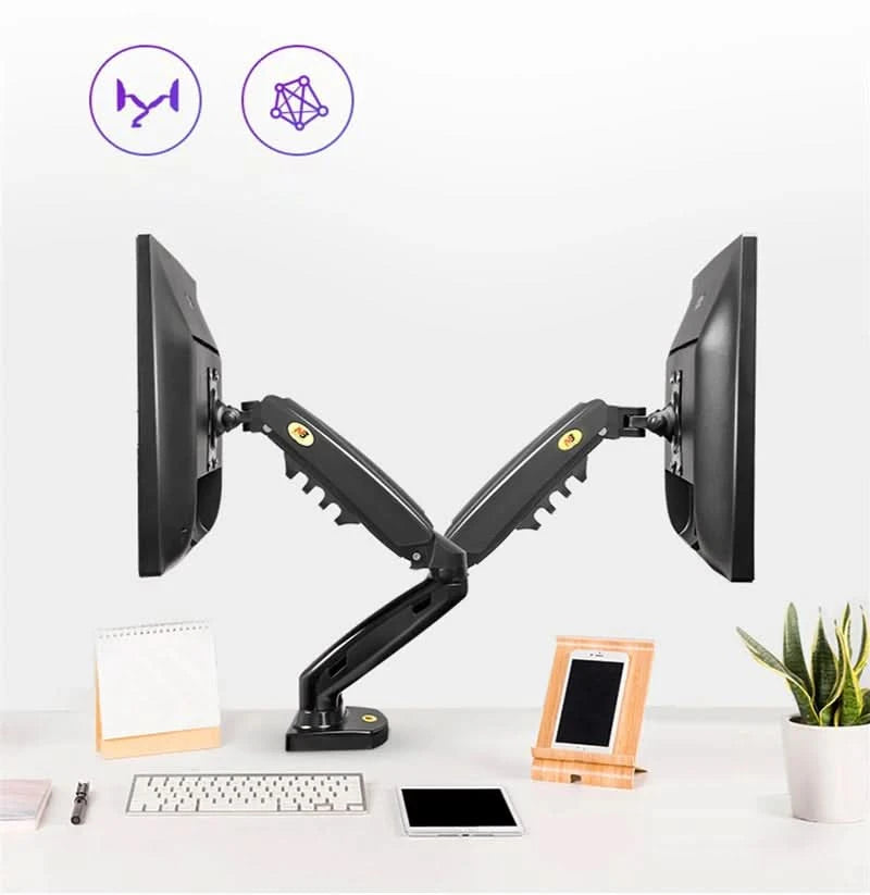 White Color Dual Arm Monitor Support 17-30 Inch  Mount Bracket Holder Load 2-9 Kgs Each NB F160
