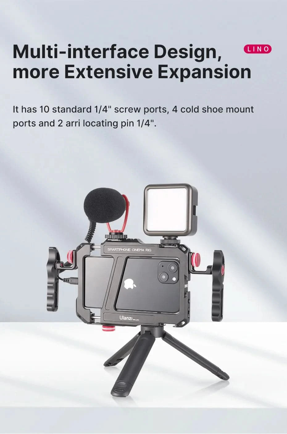 Ulanzi Lino Smartphone Cage for iPhone 16 15 14 13 X XR XS Max Mini/Pro/Pro Max Smartphone Handle Grip Phone Vlog Video