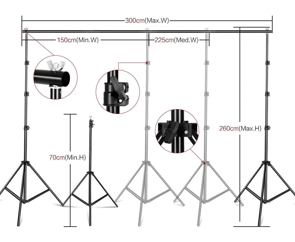 SH Photography Background Backdrop Stand Support Picture Canvas Frame System Kit With Carry Case For Muslin Photo Video Studio