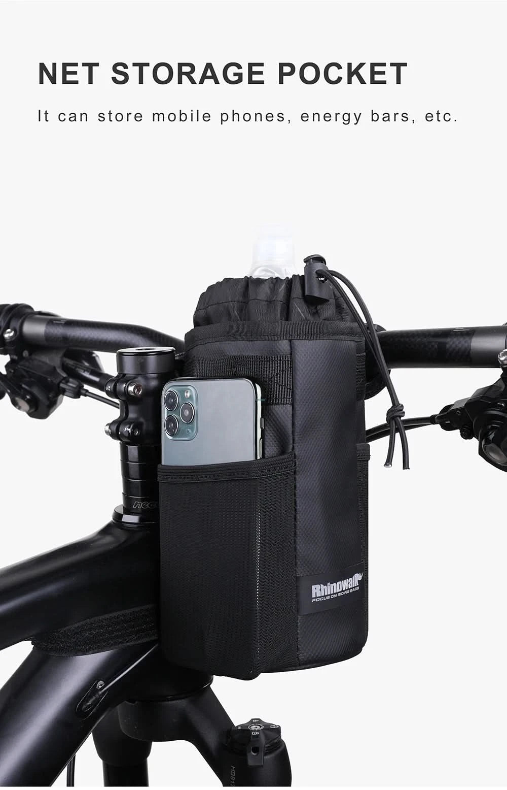 Rhinowalk Bicycle Bag Cycling Water Bottle Carrier Pouch MTB Bike Insulated Kettle Bag Riding Handlebar 1pc or 2pcs Accessories
