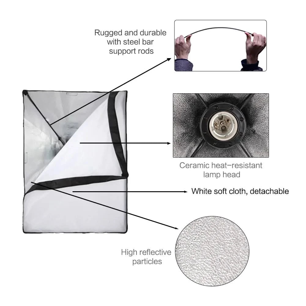 Photography Background Frame Support Softbox Lighting Kit Photo Studio Equipment Accessories With 3Pcs Backdrop And Tripod Stand