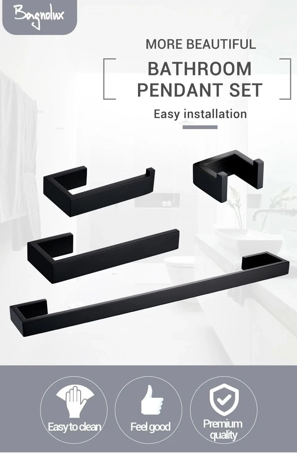 Stainless Steel Black Wall Mounted Screw Hook Paper Holder Towel/ Tissue Holder Towel Bar Bathroom Accessories