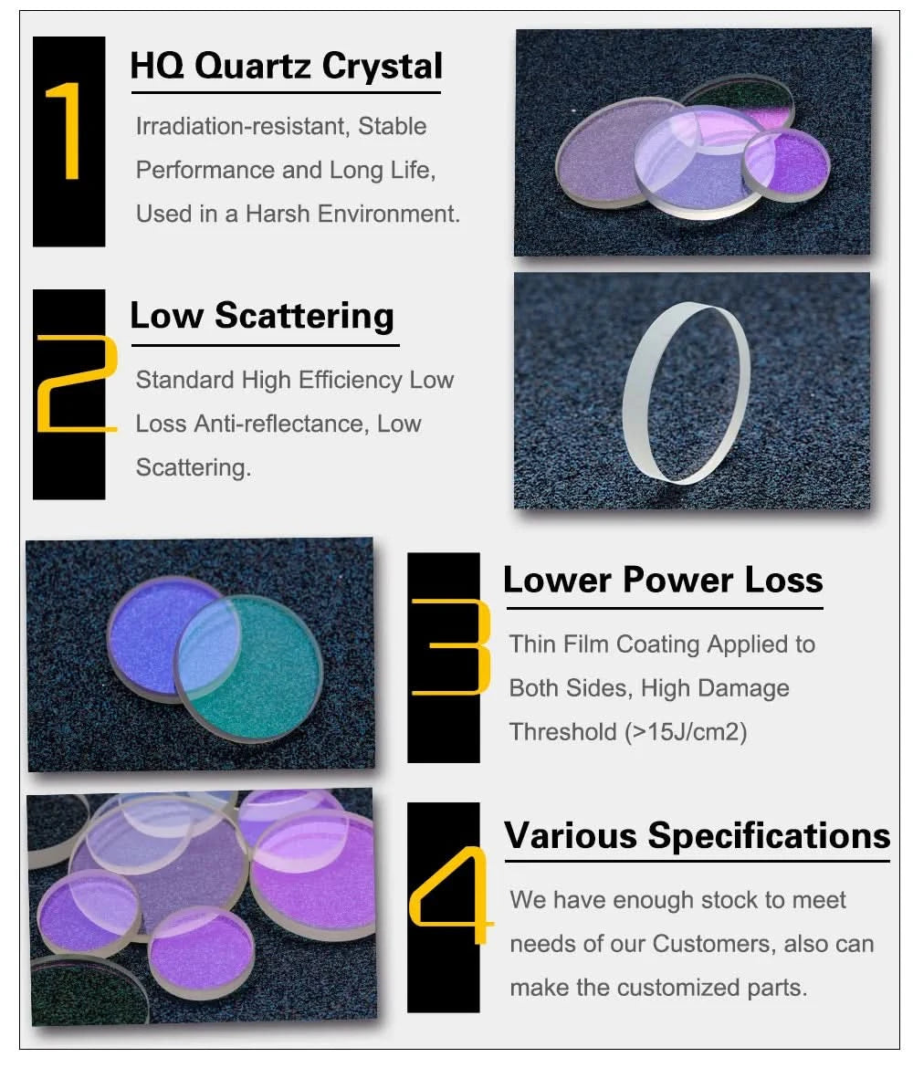 Cloudray 10Pcs Hot Sale Size Optical Laser Protective WIndows 18*2 27.9*4.1 30*5 37*7 1064nm Quartz Fused Silica for Laser Head