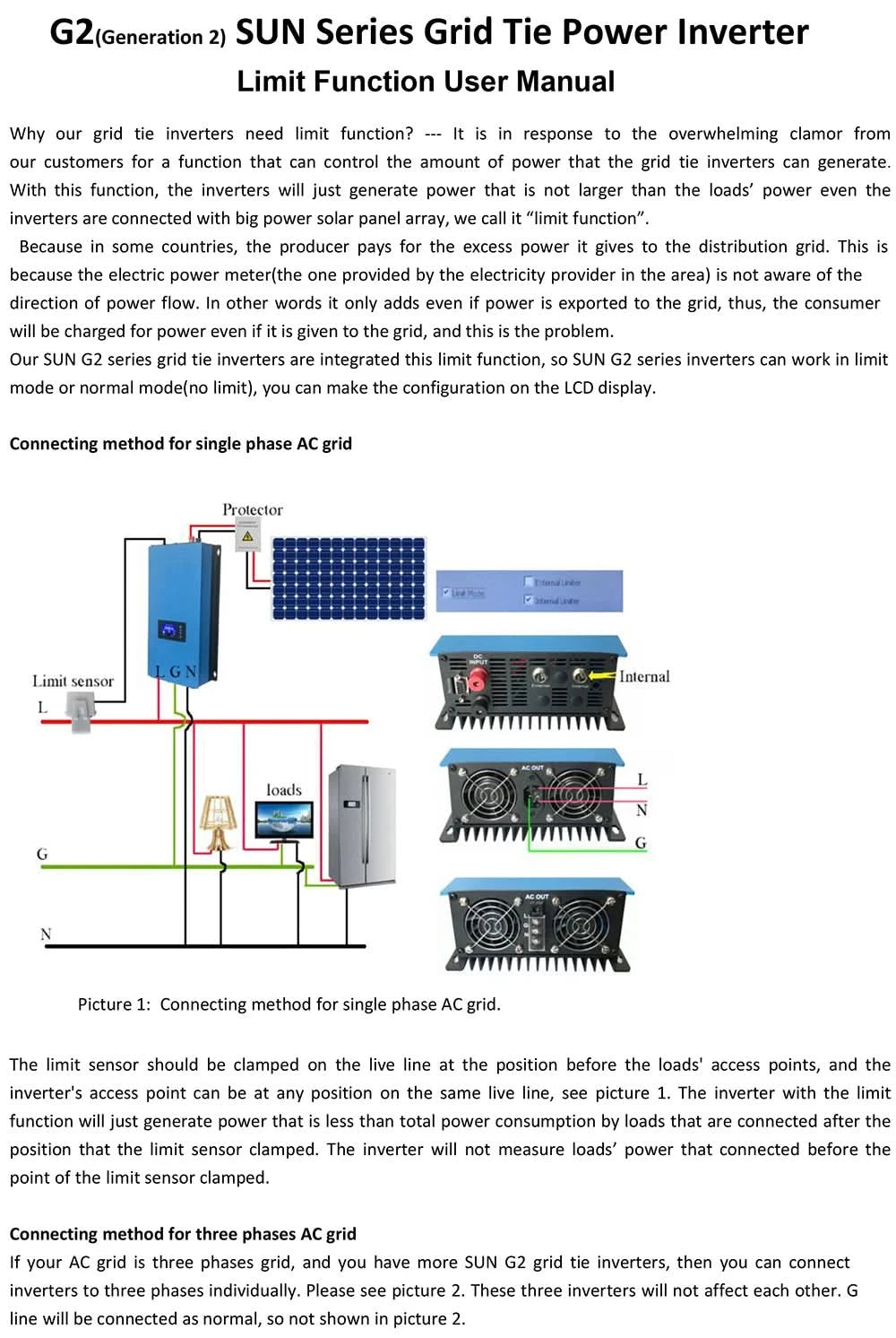 Y&H 2000W Solar Grid Micro Inverter Battery Discharge Power Mode With Limiter Sensor PV DC 45-90V AC 220V MPPT Solar Converter