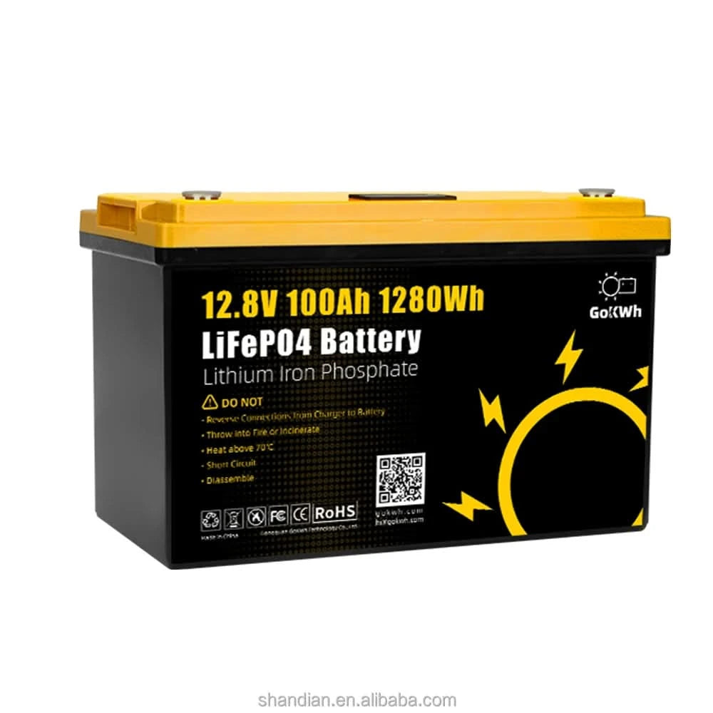 GoKWh Bluetooth 12V 100Ah Battery Lifepo4 LFP 12.8V 100A 200Ah Lithium Ion Solar Battery Lithium Battery Pack RV Camping Boat