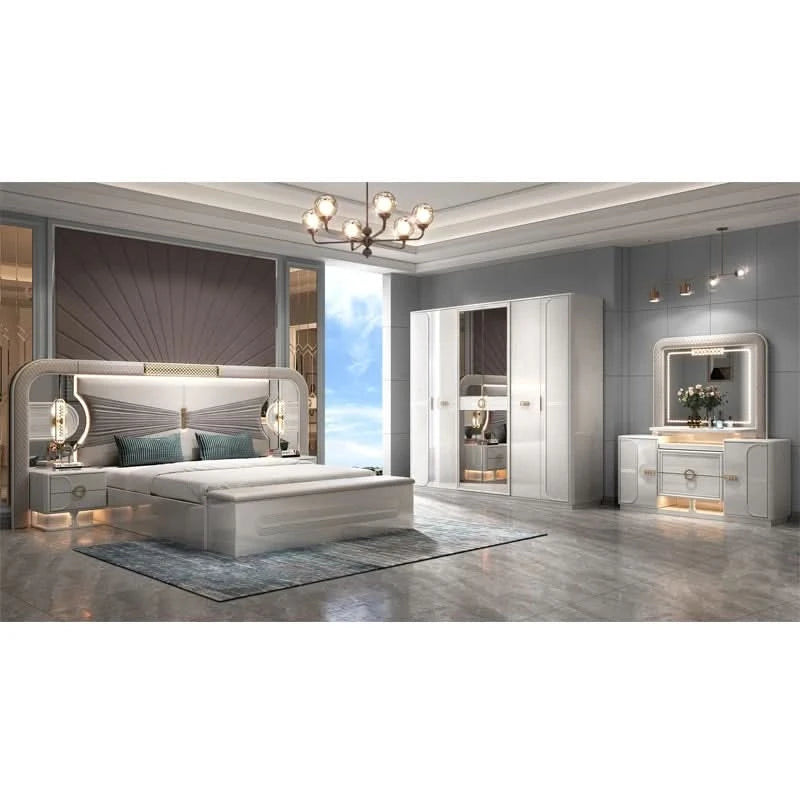！@Modern Leather Bedroom Furniture with Massage Function Bedroom Sets Luxury king Size Bed Room Furniture