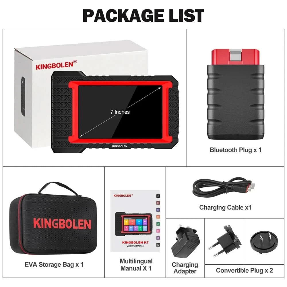 USA EU Warehouse Kingbolen K7 12V Vehicles Diagnostic Tools 31 Resets Auto OBD2 Scanner Diagnostic Machine for All Cars