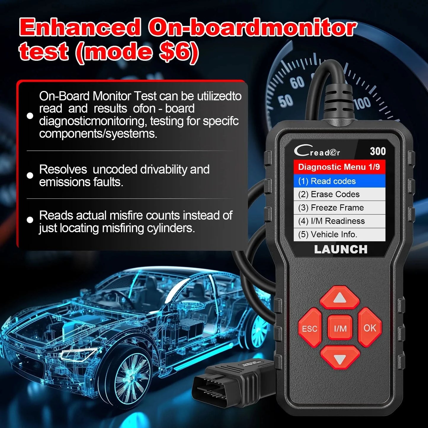 2026 EINFÜHRUNG Creader Elite CR300 Universal Auto Diagnose OBD2 Scanner Motor Fehlercode Leser