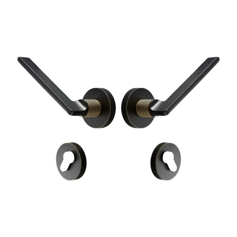 Dooroom Brass Door Lever Mute Black Gold Interior Bedroom Bathroom Wood Door Lock Set Dummy Handle Knob