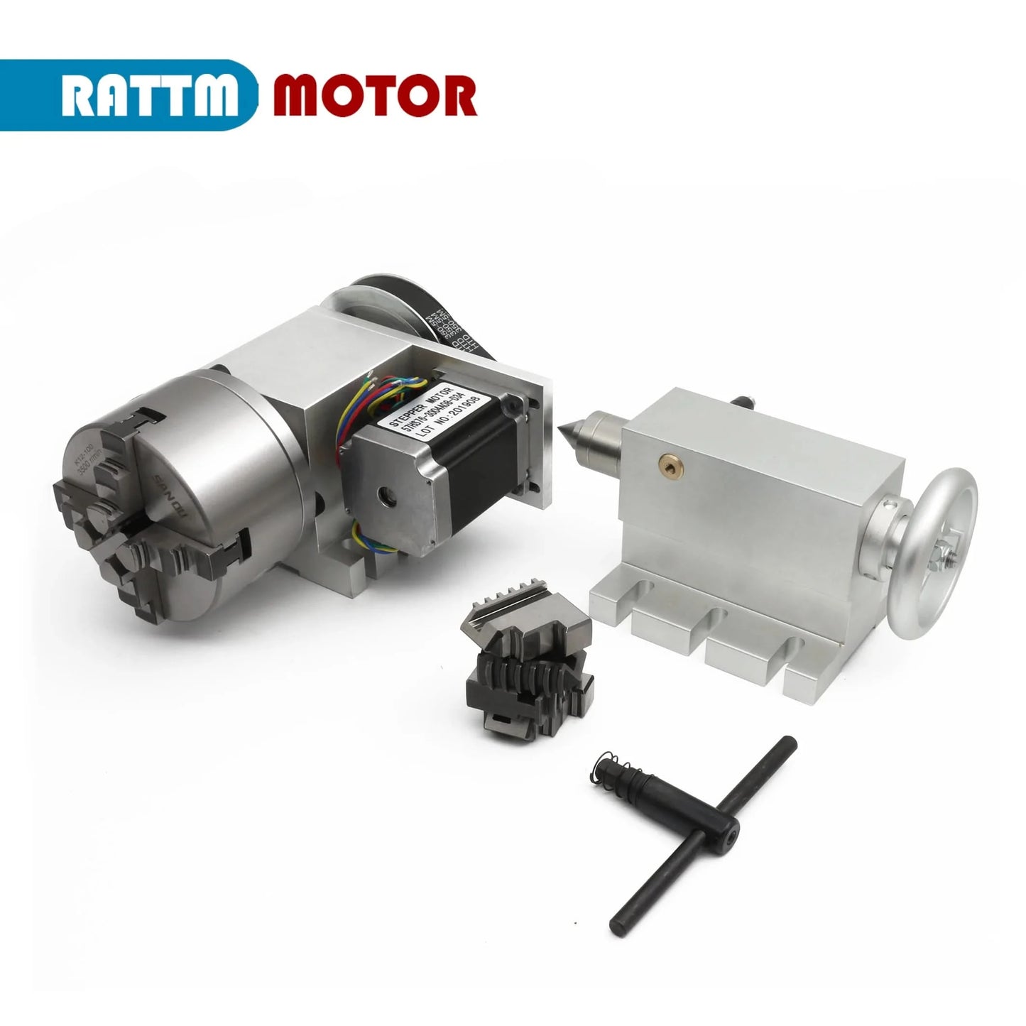 【EU&Brazil Stock】4 Axis Rotation A Axis Extend Rotary 4 Jaw 100mm K12-100 Chuck Nema23 Motor &Tailstock for Wood Metal Milling