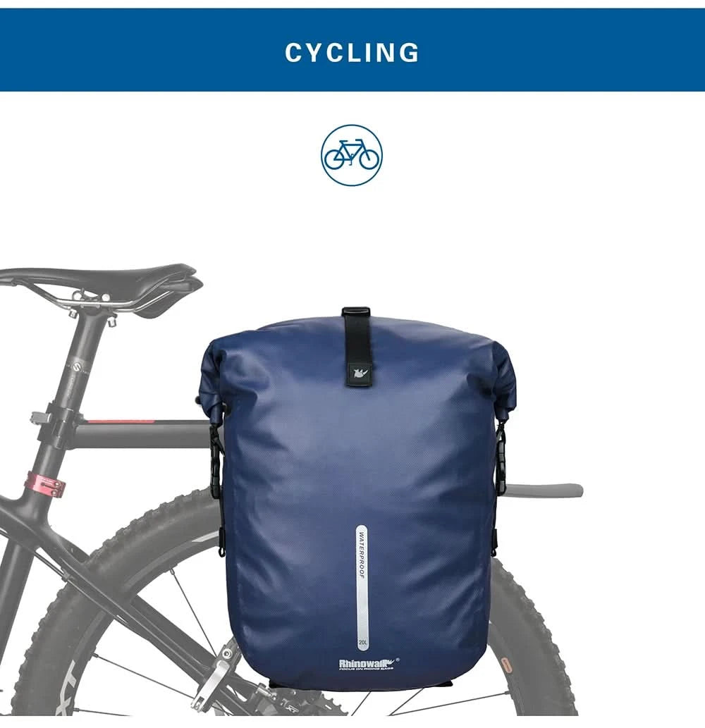 Rhinowalk Bicycle bag&Pannier 100% Fully Waterproof 27L Big Bike Bag capacity Multifunctional Rear Rack Pannier Bag Cycling Bags