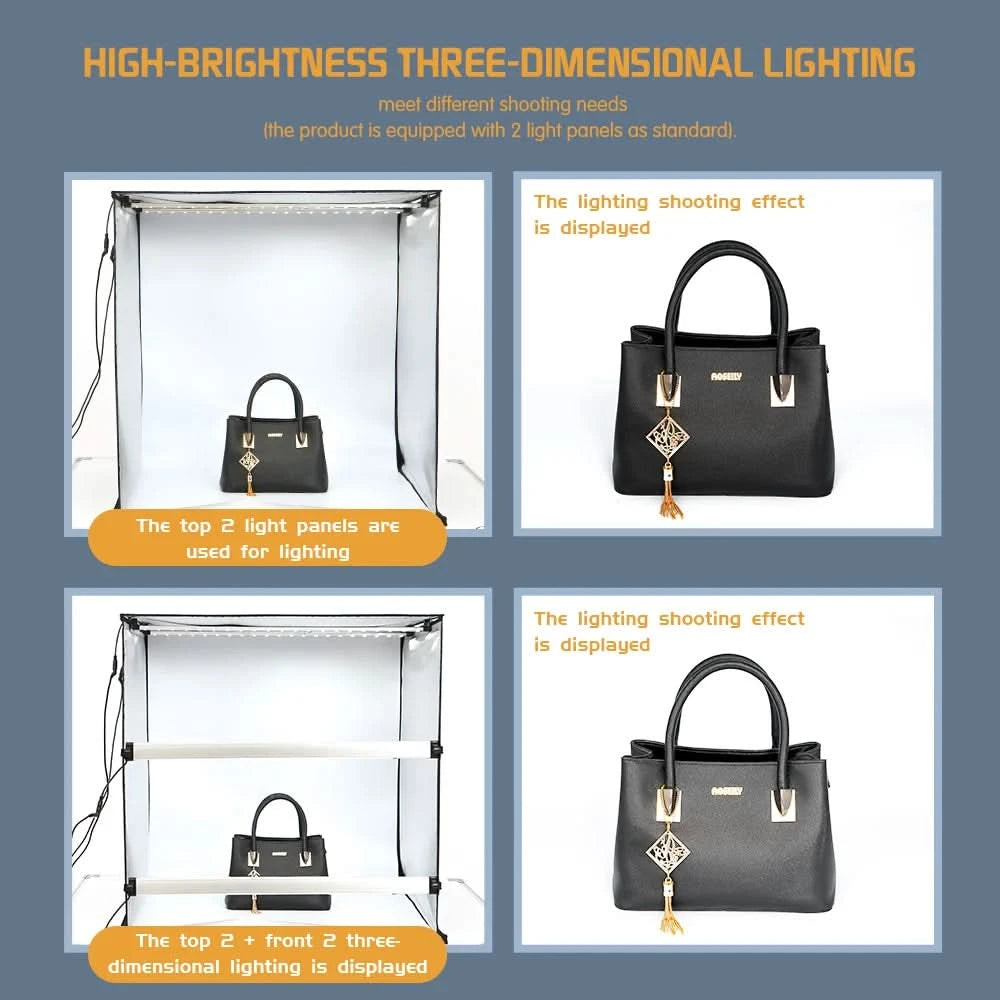 Photo Light Studio Soft Boxes Portable Foldable Dimmable Photography Table Shooting Tents Kit With 3Pcs Background Board