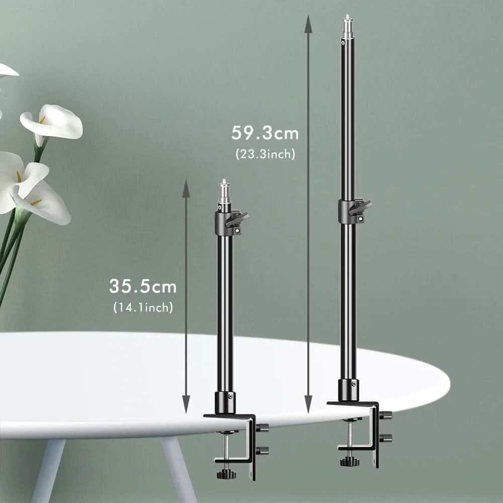 SH C-clamp Light Tripod Desktop Light Stand With 1/4" Ball Head Adjustable Tabletop Bracket Stand For Camera, Ring Light