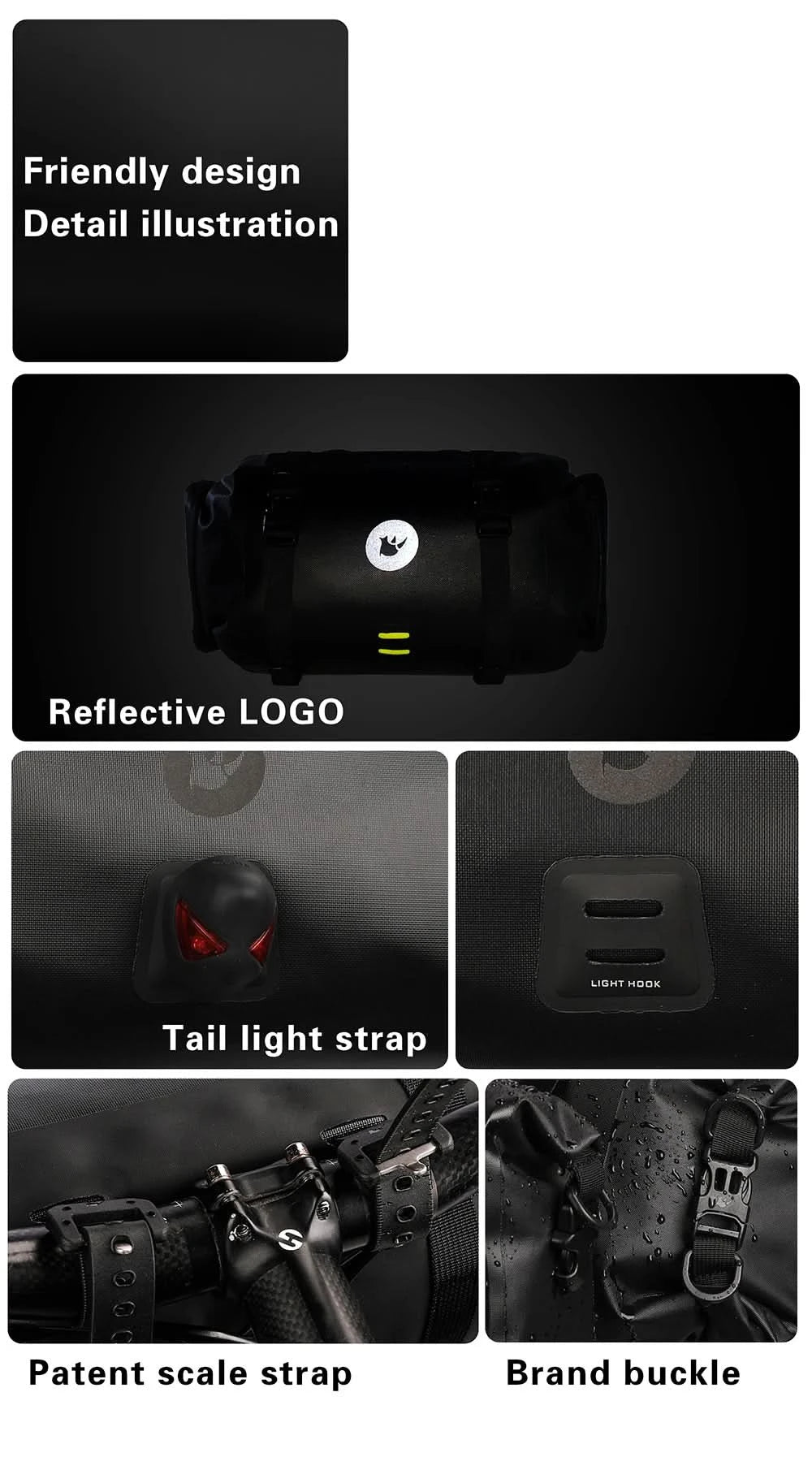 Rhinowalk Bicycle Bag Handlebar Bag Waterproof  Front Tube Cycling Bag MTB Multifunction Portable 12L MTB Road Handlebar Bag