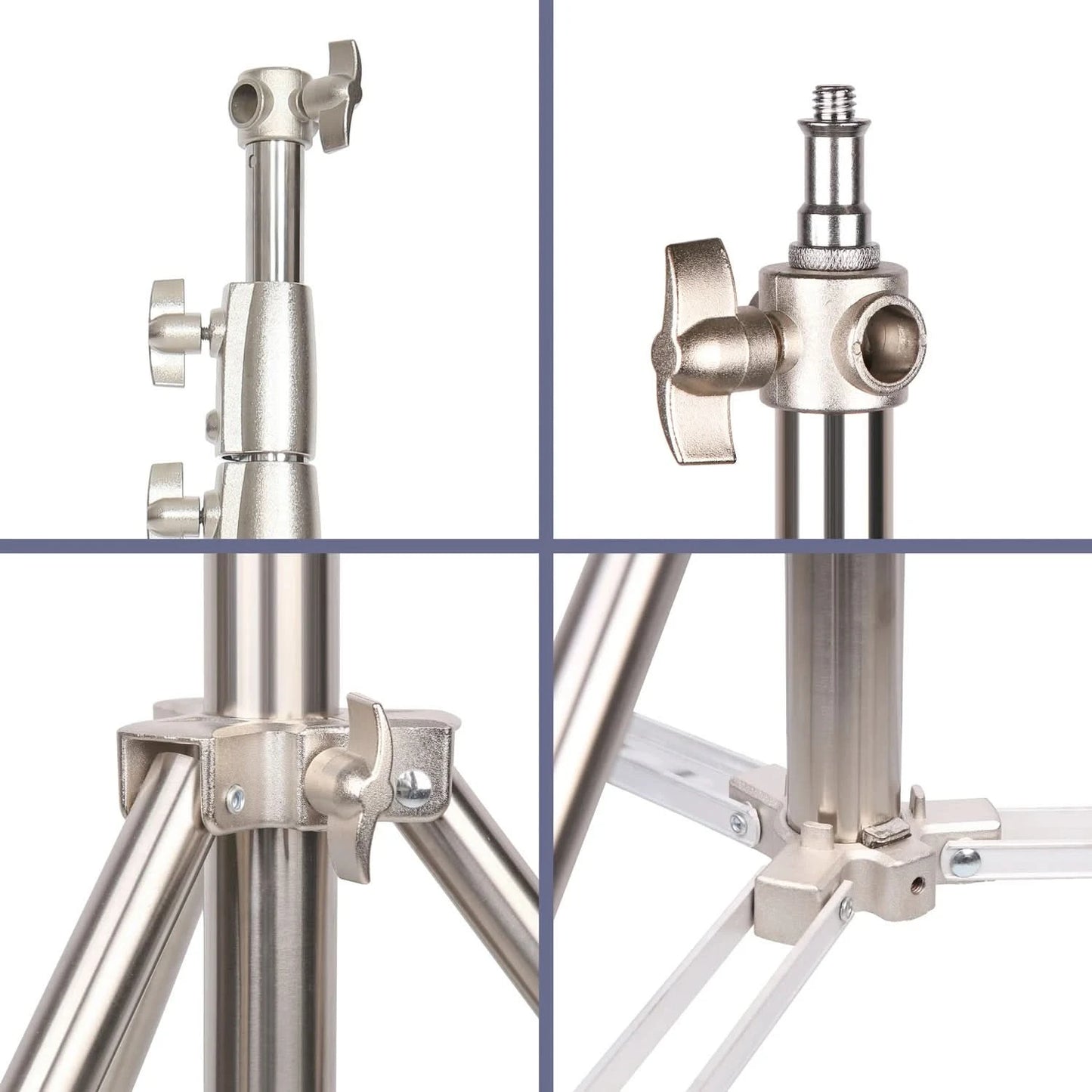 1-2PCS 2.8M Stainless Steel Light Stand 1/4  3/8 Universal Adapter 110 inches/280 centimeters Foldable Support Stand