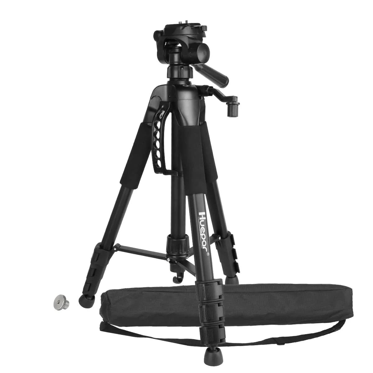 Huepar Adjustable Height Laser Level Tripod For Self leveling 57"/146cm with 3-Way Swivel Pan Head Quick Release Plate with 1/4"