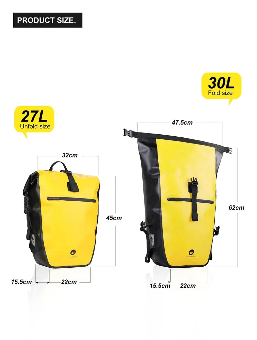 Rhinowalk Bicycle bag&Pannier 100% Fully Waterproof 27L Big Bike Bag capacity Multifunctional Rear Rack Pannier Bag Cycling Bags