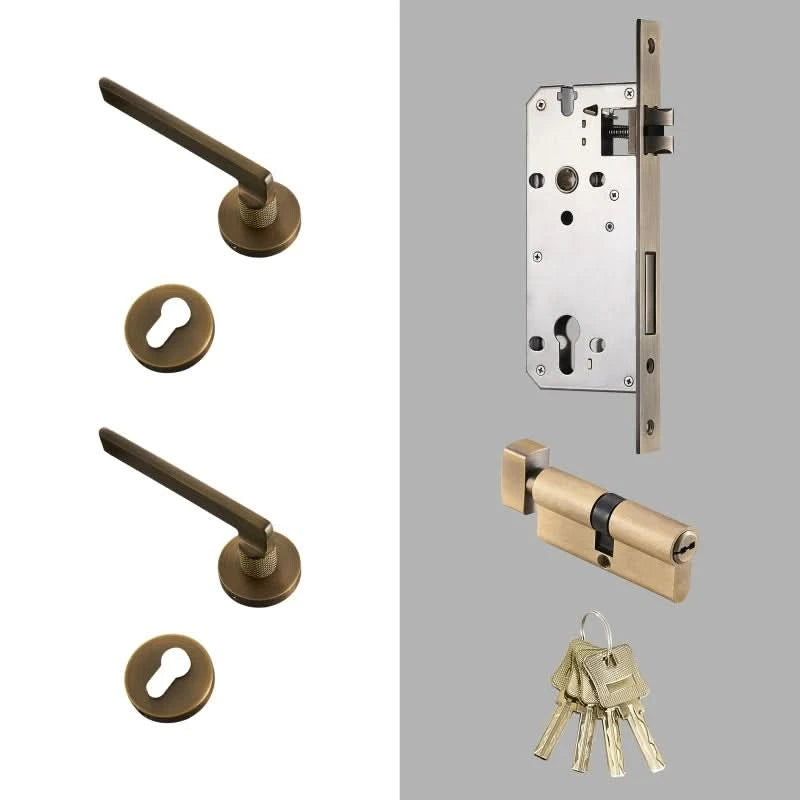 Dooroom Brass Door Lever Mute Black Gold Interior Bedroom Bathroom Wood Door Lock Set Dummy Handle Knob