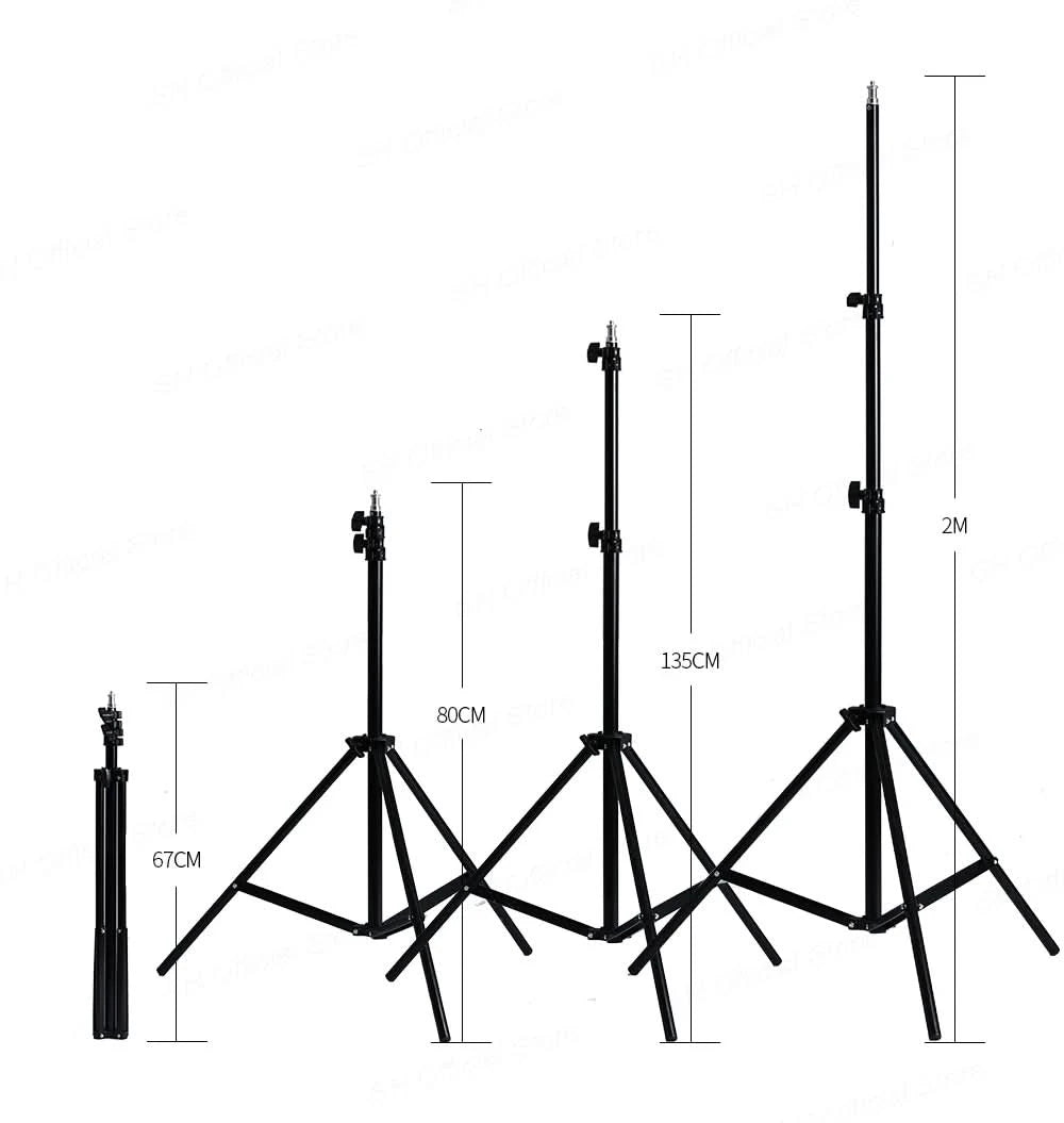 1/4 Screw Head Light Stand Tripod 2m 1.5m 68cm For Phone Selfie Stick Adjustable For Photo Studio Flashes Photographic Softbox