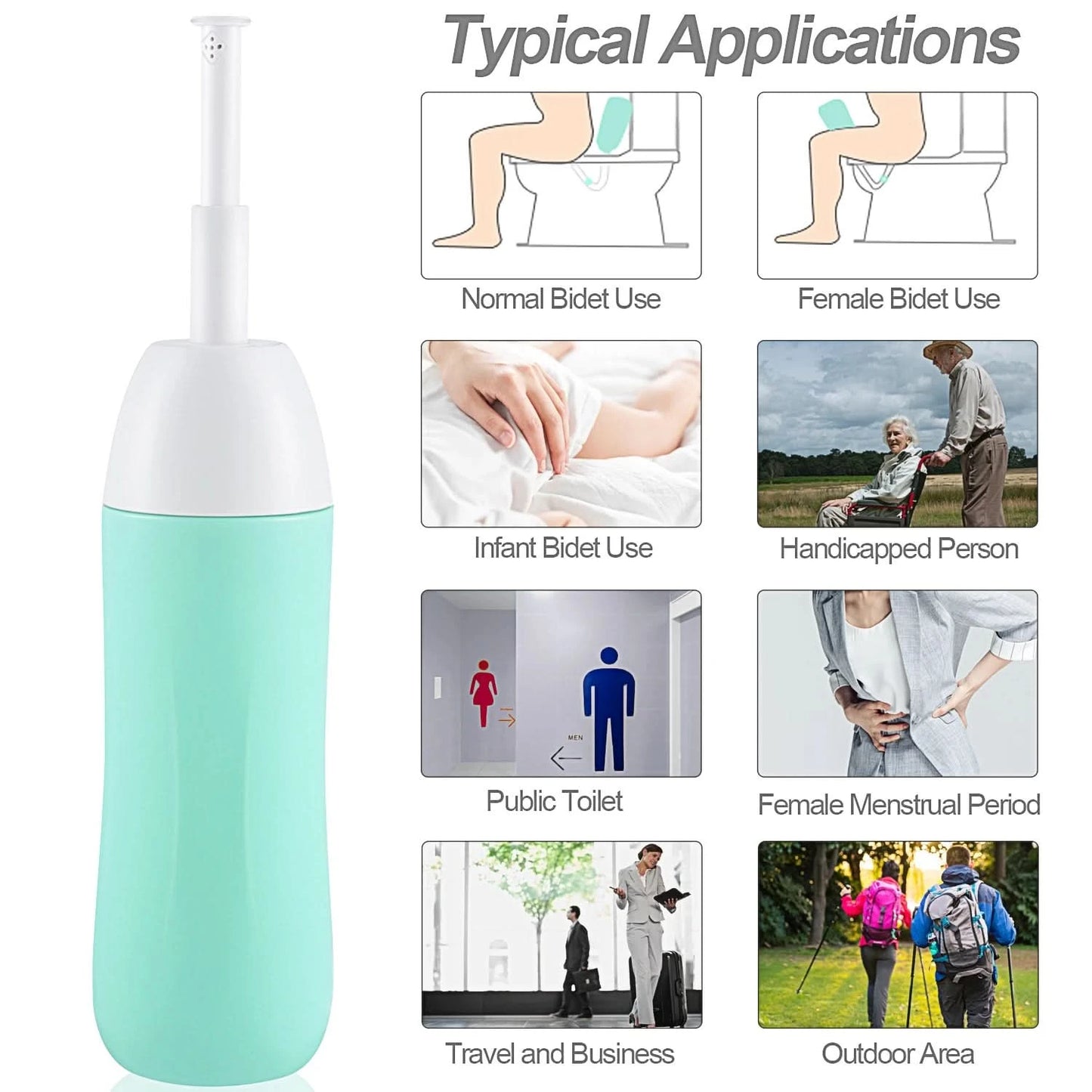 Portable Bidet - Travel Handheld Bidet Bottle with Retractable Spray Nozzle for Hygiene Cleansing Personal Care 400ml With Bag