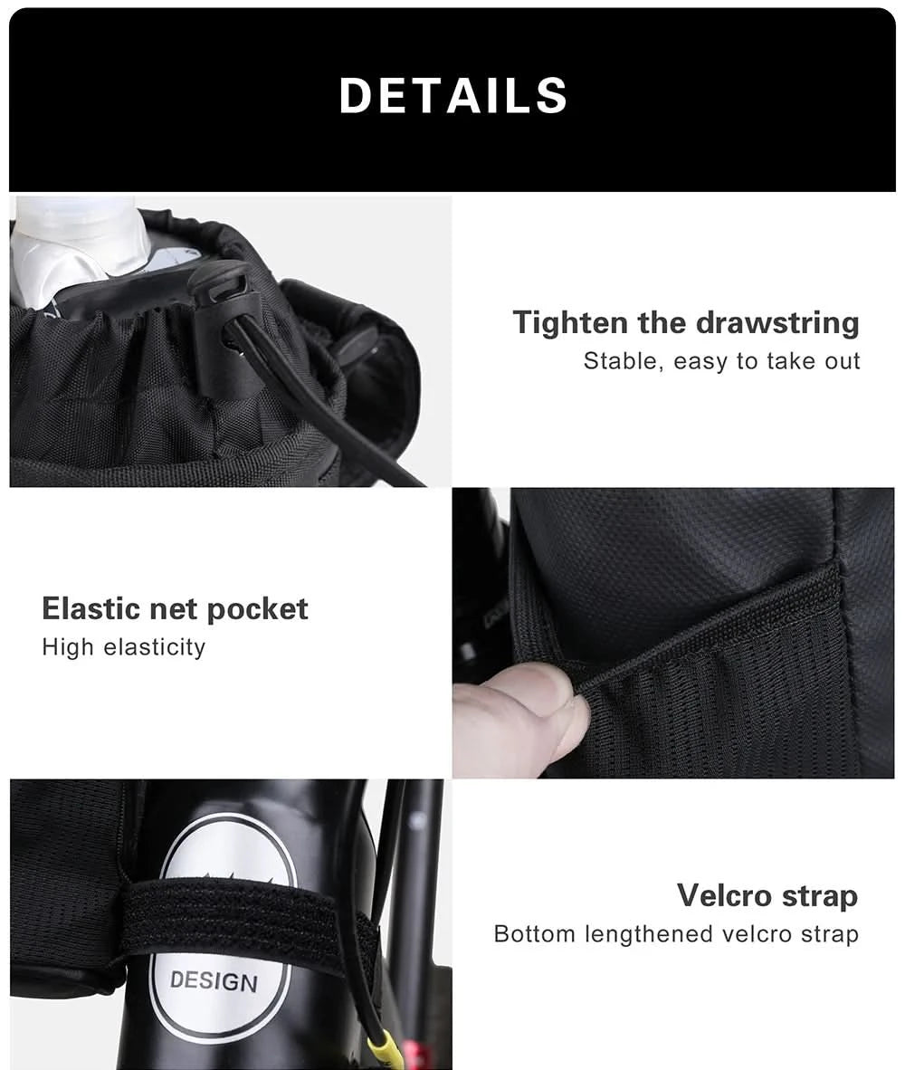 Rhinowalk Bicycle Bag Cycling Water Bottle Carrier Pouch MTB Bike Insulated Kettle Bag Riding Handlebar 1pc or 2pcs Accessories