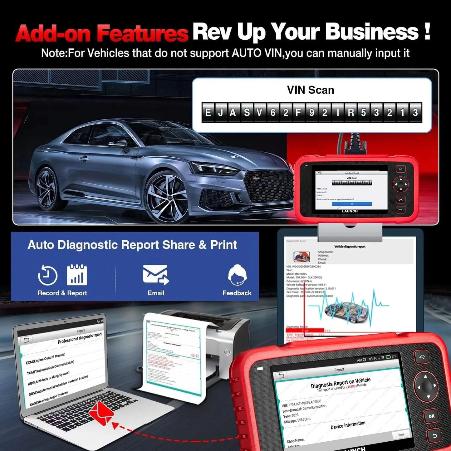 US EU Warehouse LAUNCH OBD2 Scanner CRP123I V2.0 Elite Diagnostics Scanner for ABS/SRS/AT/ENG With 7 Reset Services