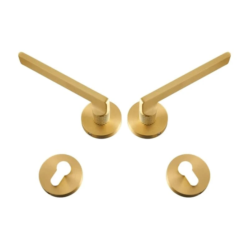 Dooroom Brass Door Lever Mute Black Gold Interior Bedroom Bathroom Wood Door Lock Set Dummy Handle Knob