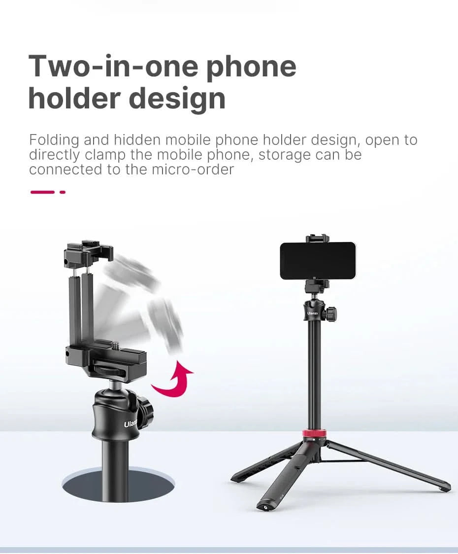 Ulanzi MT-44 Extendable Vlog Livebroadcast Tripod Stand with Phone Mount Holder 42Inch for DSlR SLR Camera GoproSmartphone