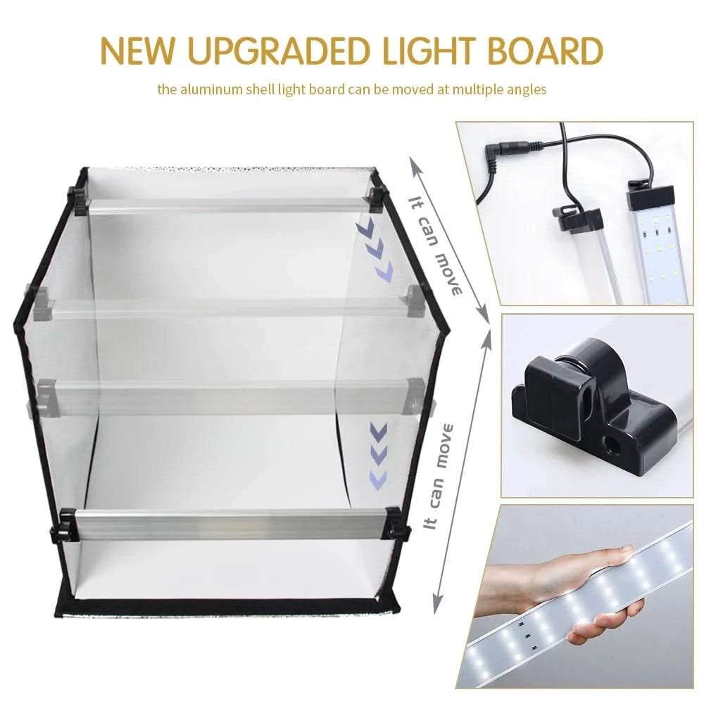 Photo Light Studio Soft Boxes Portable Foldable Dimmable Photography Table Shooting Tents Kit With 3Pcs Background Board