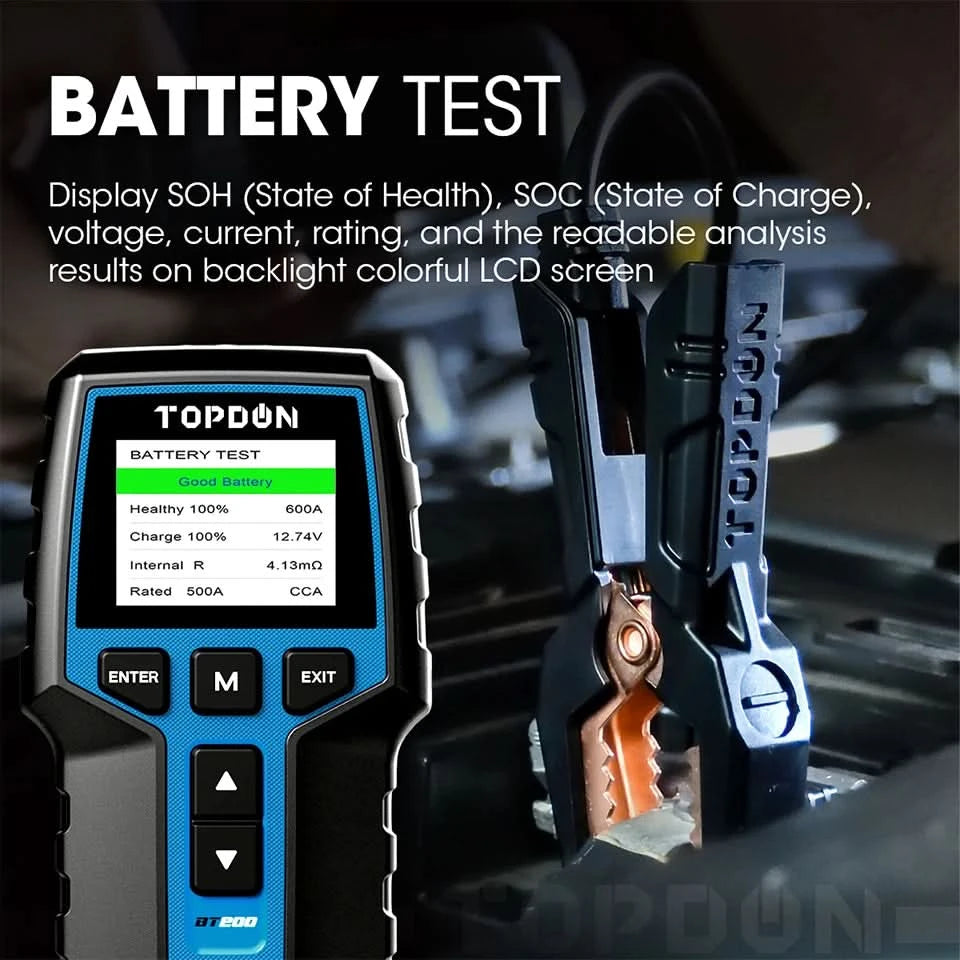 TOPDON BT200 12V 24V Car Battery Tester Battery Load Tester Battery Analyzer Car Truck Mechanics Repair Auto Diagnostic Battery